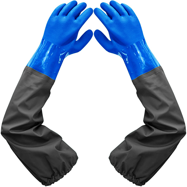 Haiou Long Rubber Gloves, Long Waterproof Gloves for Chemical and Acid Work, 25 inches, 